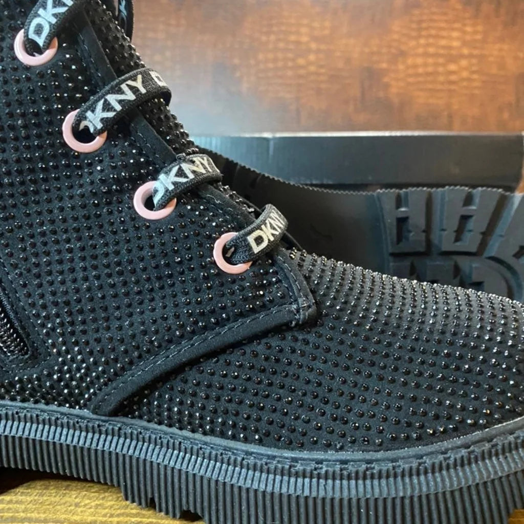 New DKNY Ava Stone Moto boots size 6 youth equals size 8 women's NEW